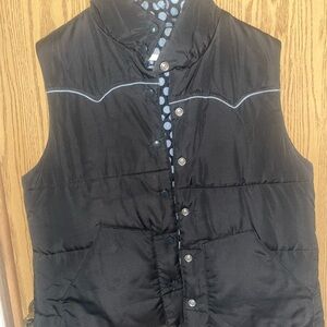 Black Puffer Reversible Vest with Polka Dot